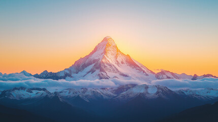 Mountain Range Under a golden sunset