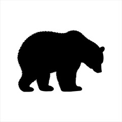 Sad black bear silhouette vector illustration design on white background.