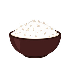 Rice in the bowl. Vector stock of cooked rice in a ceramic bowl. Japanese rice.