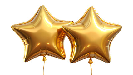 Star-shaped gold balloon isolated on a transparent or white background.