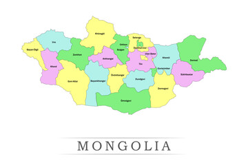 Naklejka premium Mongolia administrative divisions. Mongolia map illustration vector.