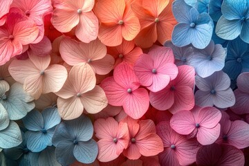 Pastel Colored Hydrangea Flower Petals