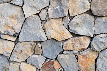 A Close-Up View of a Stone Wall Made of Irregularly Shaped Rocks