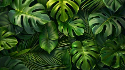Tropical leaves background illustration generated by ai