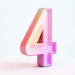 3D number 4 with modern game pc texture realistic modern design, soft lighting, white background 