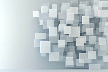 Abstract Geometric White Cubes on Minimalist Gray Background - Modern 3D Design in Stock Photography