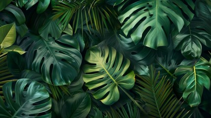 Tropical leaves background illustration generated by ai