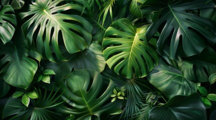 Tropical leaves background illustration generated by ai