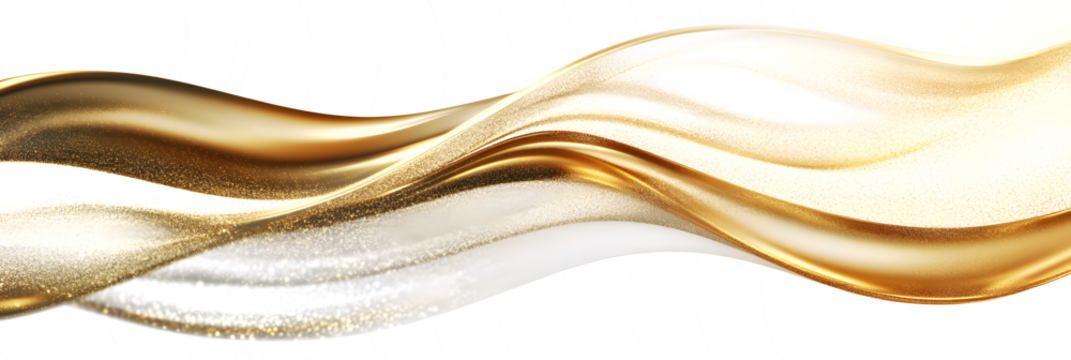 luxury abstract shiny golden wave on transparent background. design element. elegant gradient gold color