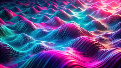 Obraz premium Abstract glitch wave background, distorted digital waves with vibrant cyan and magenta hues, edgy and dynamic
