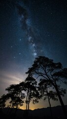 Twinkling stars scattered in the night sky.