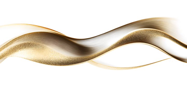 luxury abstract shiny golden wave on transparent background. design element. elegant gradient gold color