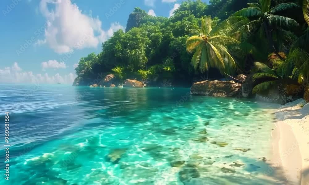 Wall mural Tropical beach with turquoise water, Video