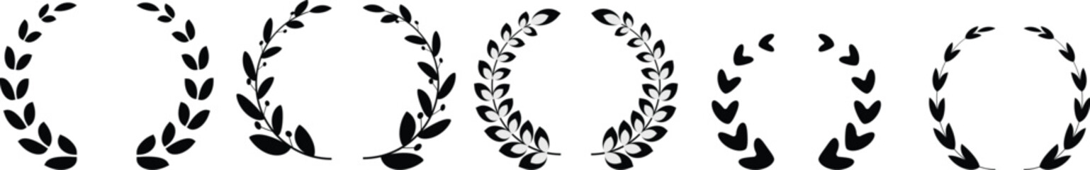 Obraz premium Set of foliate laurels branches. Laurel wreath. Silhouette laurel wreath. vector eps10