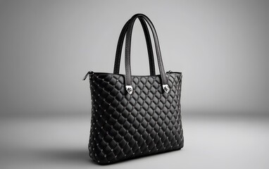 Stylish black quilted handbag with sleek handles, perfect for everyday use or special occasions.