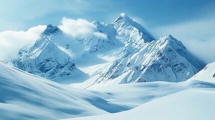 Obraz premium Mountains covered in snow in the winters scenery