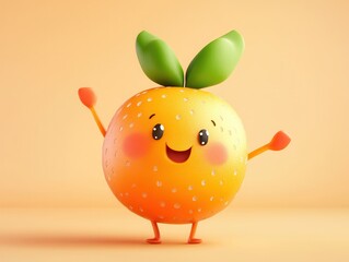 Cute cartoon orange character with a happy expression, perfect for children's products and playful designs.