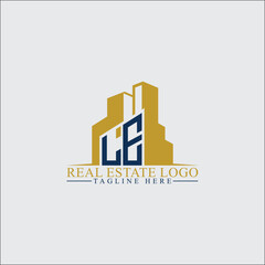 Fototapeta premium Modern LE Real Estate Logo Design with Building Silhouettes