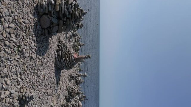 Stone Towers Beach Estonia (Baltic States), Saaremaa Island, Pyramids of Flat Stones Put as Lucky Charm Along the Beaches of the Southwest Pebble Beach, Ohessaare Tuulik, Kivi Rand Saaremaa, Estonia