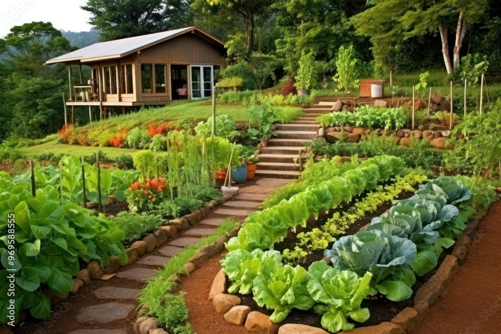 Canvas Prints vegetable garden architecture outdoors backyard.