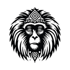 Obraz premium galada monkey in bohemian black and white silhouette illustration -