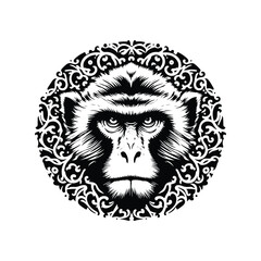 Obraz premium galada monkey in bohemian black and white silhouette illustration -