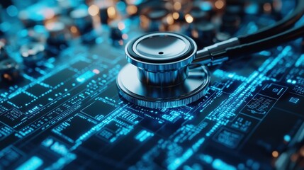 Innovative Health Tech Gadget in Medical Setting with Copy Space for Text Overlay