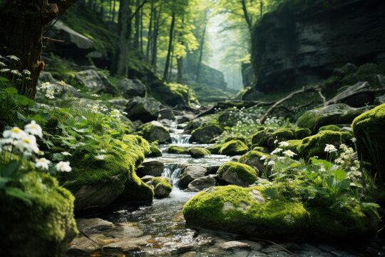Plant green rock moss.