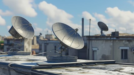 Side-by-Side Comparison of Flat and Round Satellite Dishes Mounted on Roofs
