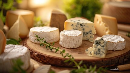Rustic Cheese Board with Diverse Textures and Colors