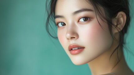 Fototapeta premium Closeup Portrait of a Beautiful Young Woman with Perfect Skin.