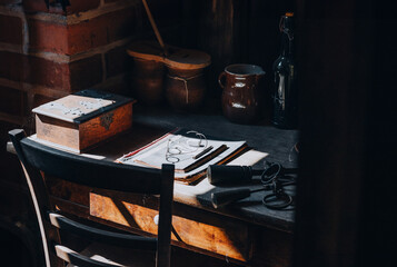 historic room in shadows and lights 