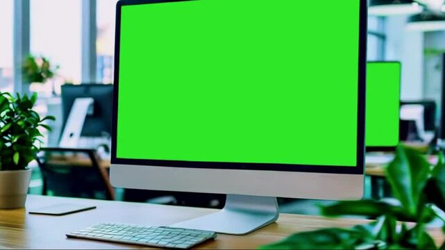 computer monitor with green screen