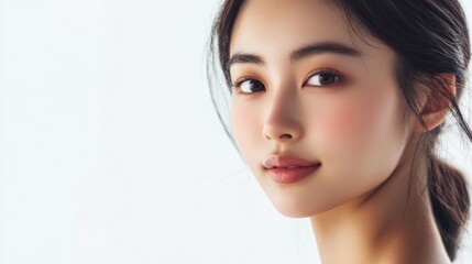 Naklejka premium Beautiful Young Woman with Smooth Skin and Long Black Hair.