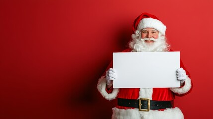 Naklejka premium Santa Claus Holding a Blank Sign.