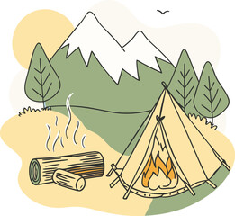 Campaning Vector, illustration, multicolored, editable, easy to use 