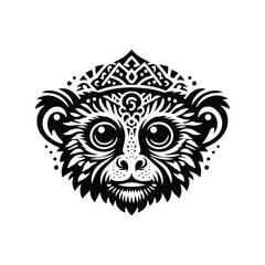 Obraz premium Tarsier monkey in bohemian black and white silhouette illustration -