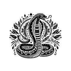 Cobra in bohemian black and white silhouette illustration -