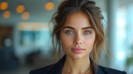 Businesswoman in Suit Radiating Authority