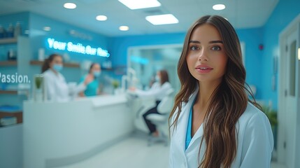 Fototapeta premium Stylish Dental Office and Professional Dentist Interaction
