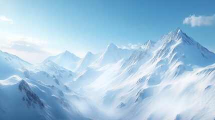 Fototapeta premium Majestic Snowy Mountain Range with Blue Sky and Clouds