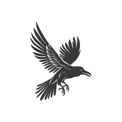 Obraz premium A Silhouette of a Raven in Flight with Spread Wings