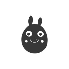 Fototapeta premium A Simple Black and White Cartoon Bunny with a Smile