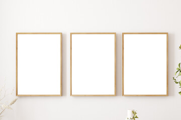 Three frame mockup, interior mockup A4, 3d trender