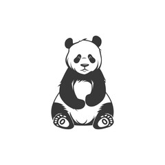Obraz premium A Simple Black and White Illustration of a Sitting Panda