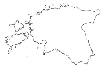 Vector map of Estonia, republic of, a country in Northern Europe. Detailed black contour, isolated on white background.