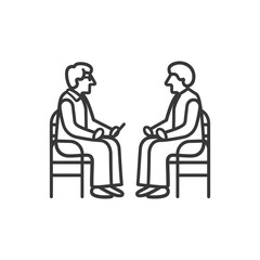 Two Men Sitting in Chairs Facing Each Other