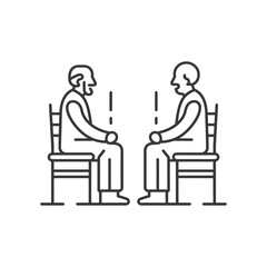 Two People Sitting Opposite Each Other on Chairs