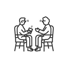 Two People Sitting on Chairs Facing Each Other