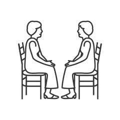 Two People Sitting Opposite Each Other on Chairs